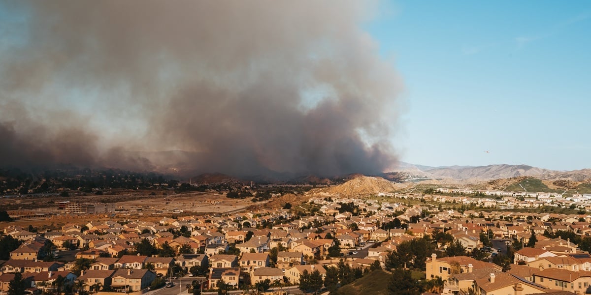 A wildfire in California