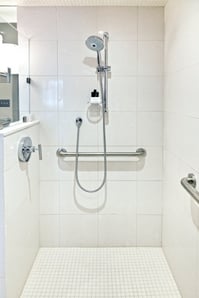 luxury shower with grab bars