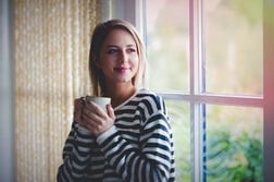 woman staying warm