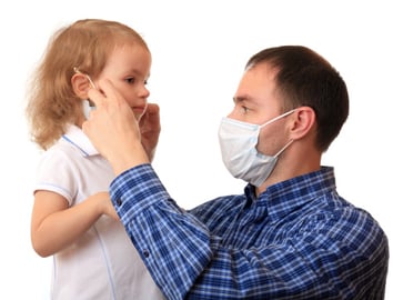 dad puts mask on daughter