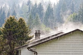 house exterior in rain