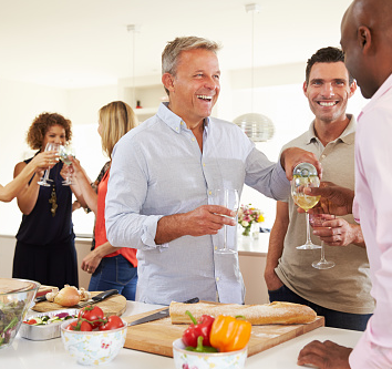 friends at party in kitchen 