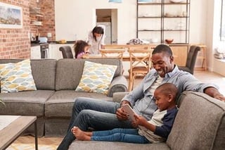 family in living room