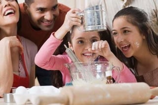 family baking for holidays