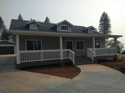 Exterior front of new home build in Paradise, CA