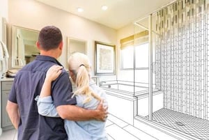 couple planning bathroom remodel