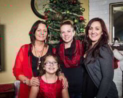 Family by Christmas tree